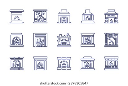 Fireplace line icon set. Editable stroke. Vector illustration. Containing fireplace, chimney, fire place.