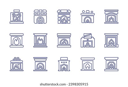 Fireplace line icon set. Editable stroke. Vector illustration. Containing fireplace, chimney, sauna, fire place.