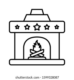 Fireplace Line Icon Vector Illustration Isolated on White Background. Use for Xmas, Decoration, Greeting Card Etc.