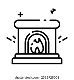 Fireplace line icon vector illustration