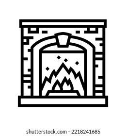 fireplace line icon vector. fireplace sign. isolated contour symbol black illustration