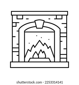 fireplace line icon vector. fireplace sign. isolated contour symbol black illustration