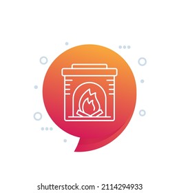 fireplace line icon for web