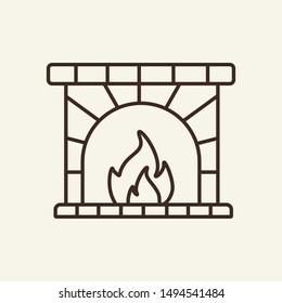 Fireplace line icon. Winter, coziness, home. Winter concept. Vector illustration can be used for topics like winter activities, family vacation, holidays