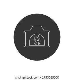 Fireplace line white icon, logo on white background vector sign