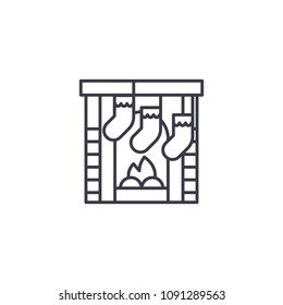 Fireplace linear icon concept. Fireplace line vector sign, symbol, illustration.