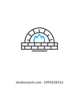 Fireplace linear icon concept. Fireplace line vector sign, symbol, illustration.