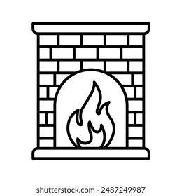 Fireplace linear logo mark in black and white