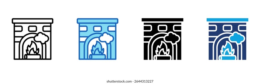 Fireplace Lounge icon Multi Style Vector Illustration