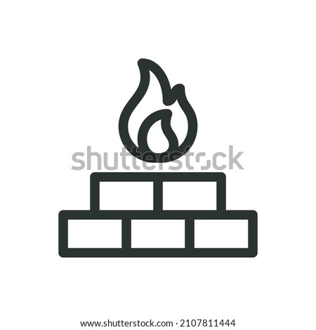 Fireplace mortar isolated icon, refractory cement mix linear icon, refractory brick vector icon with editable stroke