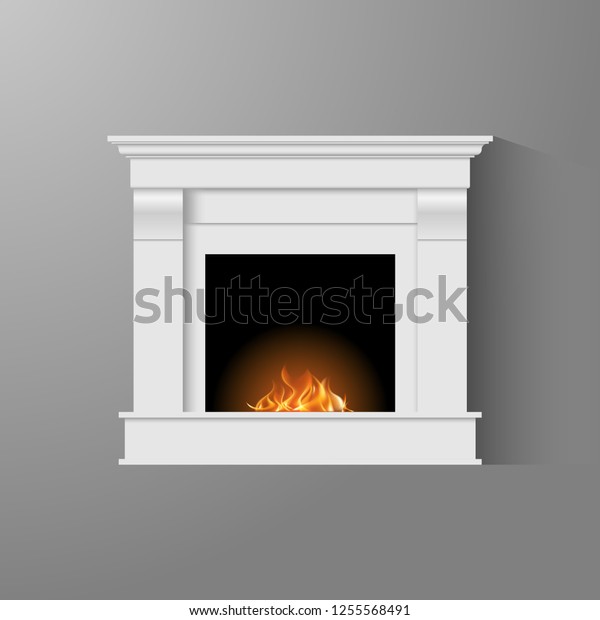 Fireplace Natural Fire Bricks Classic Style Stock Vector Royalty