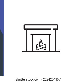 Fireplace, New Year 2023, year of the rabbit, icon vector