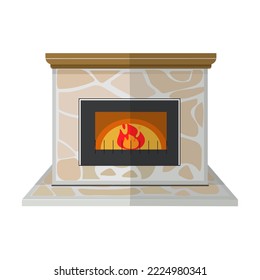 Kamin auf einzeln weißem Hintergrund. Flache Illustration.