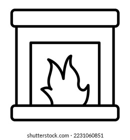 Kamin-Außenzeilensymbol einzeln auf weißem Hintergrund