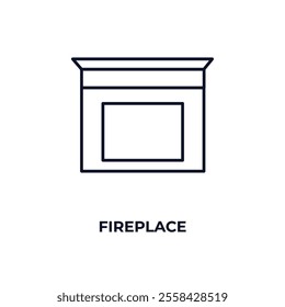 fireplace  outline icon. Linear vector from furniture concept. Thin line fireplace  icon isolated on white background