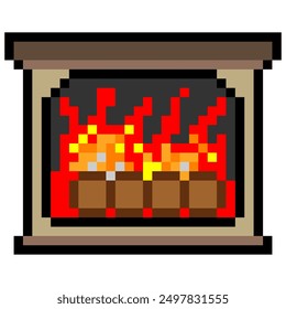 Fireplace in pixel art style