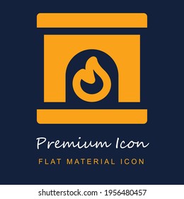 Fireplace premium material ui ux isolated vector icon in navy blue and orange colors