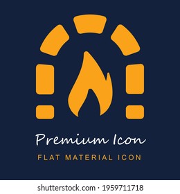 Fireplace premium material ui ux isolated vector icon in navy blue and orange colors