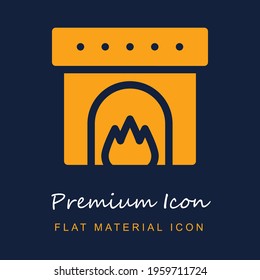 Fireplace premium material ui ux isolated vector icon in navy blue and orange colors