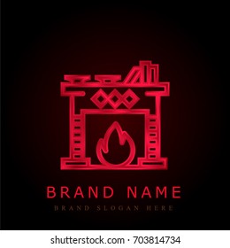 Fireplace red chromium metallic logo