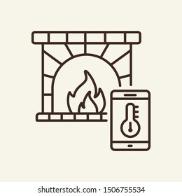 Fireplace with remote control line icon. House, remote control, turn on. Smart house concept. Vector illustration can be used for topics like modern technologies, housing, smart system