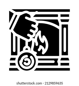 fireplace repair glyph icon vector. fireplace repair sign. isolated contour symbol black illustration