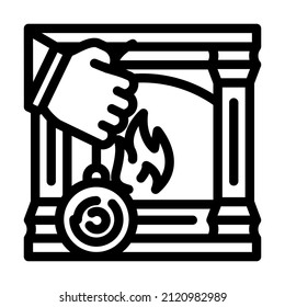 fireplace repair line icon vector. fireplace repair sign. isolated contour symbol black illustration