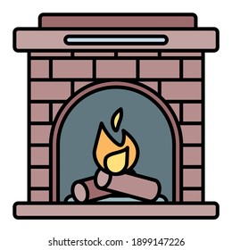 fireplace for room in winter using soft color and filled line style