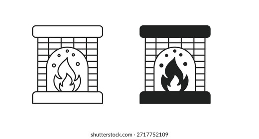 Icono de conjunto de chimenea con Vector de fondo blanco
