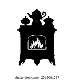 Fireplace silhouette vector icon sign symbol illustration design.
