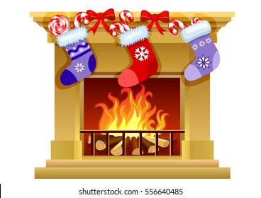fireplace with socks