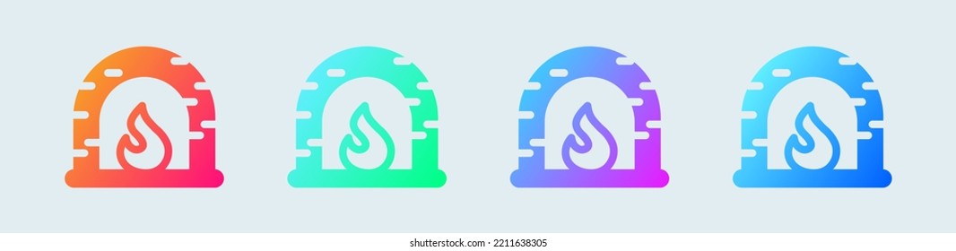 Fireplace solid icon in gradient colors. Hygge signs vector illustration.