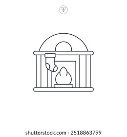 Fireplace with stockings Christmas icon symbol vector illustration isolated on white background