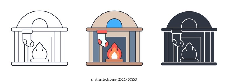 Fireplace with stockings Christmas icon symbol vector illustration isolated on white background