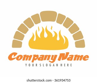 fireplace stove logo icon vector