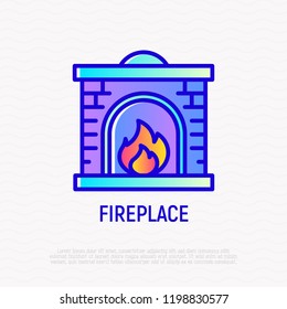 Fireplace thin line icon. Modern vector illustration.