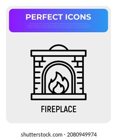 Fireplace thin line icon. Modern vector illustration.