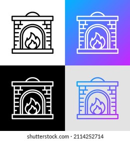 Fireplace thin line icon. Modern vector illustration.