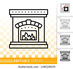 Fireplace thin line icon. Outline web christmas time sign. Open Fire linear pictogram different stroke width. Simple vector symbol, transparent background. Fireplace editable stroke icon without fill