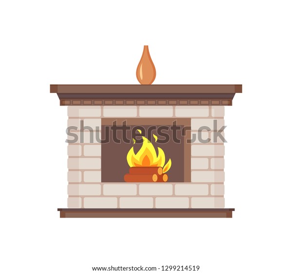 Fireplace Vase Standing On Top Isolated Stock Vector Royalty Free