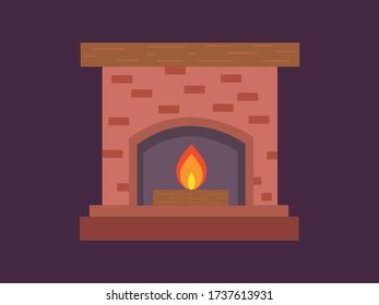 Fireplace Vector Art Illustration Fire Isolated