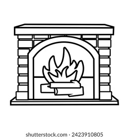 Vector de chimenea en blanco y negro