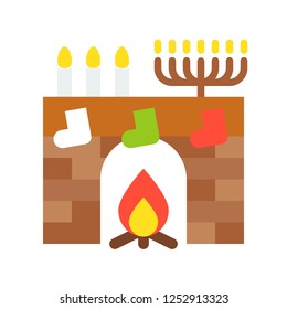 Fireplace vector, Christmas related flat design icon