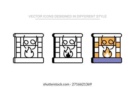 Diseño de Vector de chimenea en icono de estilo moderno y de moda