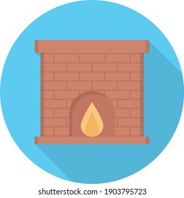 fireplace vector flat colour icon