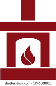 Fireplace vector icon for firewood