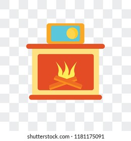 Fireplace vector icon isolated on transparent background, Fireplace logo concept