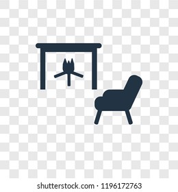 Fireplace vector icon isolated on transparent background, Fireplace transparency logo concept