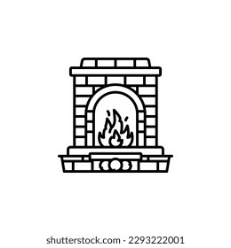 fireplace vector icon. real estate icon outline style. perfect use for logo, presentation, website, and more. simple modern icon design line style