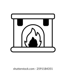 Fireplace vector icon stock illustration
